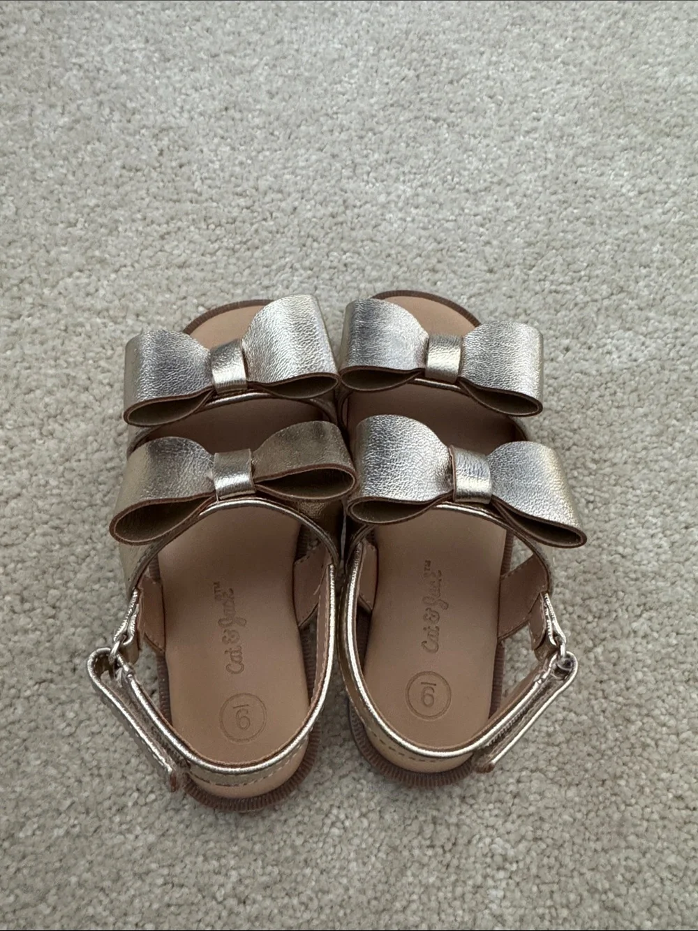 Cat & Jack Metallic Rose Gold Bow Sandals